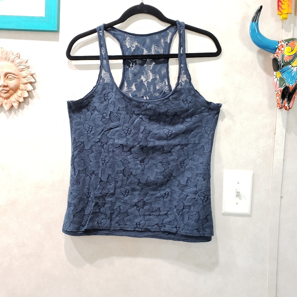 Hollister Lace Tank Top Size M in Dark Navy Blue